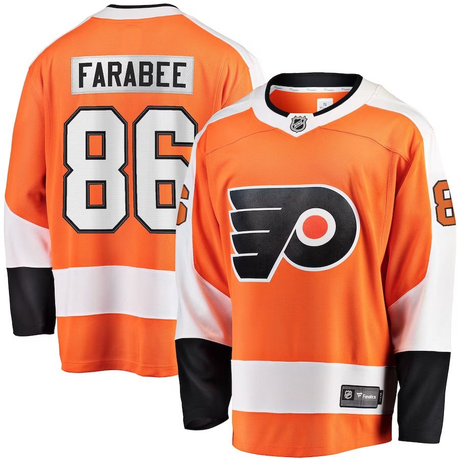 Men Philadelphia Flyers #86 Joel Farabee Fanatics Branded Orange Home Team Breakaway Player NHL Jersey